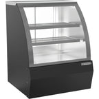 Thumbnail image #1 for Beverage Air CDR3HC-1-B-D 37.25-Inch Dry Deli/Bakery Pastry Display Case, Curved Glass, Black Exterior, 2 Adjustable Shelves