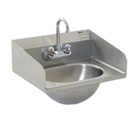 Eagle Group Wall-Mount 304 Stainless Steel Hand Sink with Faucet, Basket Drain, and Side Splashes