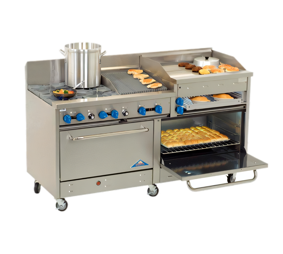 Product image #1 for Comstock-Castle 72-Inch Gas Range with 6 Star Burners, 36-Inch Raised Griddle, and 2 Ovens