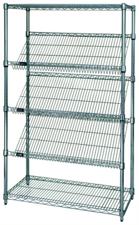 Quantum Chrome-Plated 5-Shelf Slanted Shelf Cart, 36 x 18 x 69 Inches, 1200 lb. Capacity