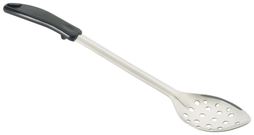 Product image #1 for Winco 15-Inch Perforated Stainless Steel Basting Spoon with Stop Hook and Black Polypropylene Handle