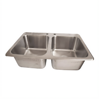 BK Resources Deep Drawn Two-Compartment Drop-In Sink, 33 x 22 x 6 Inch, 20/304 Stainless Steel