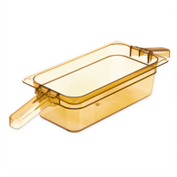 StorPlus High Heat 1/3 Size Amber Double-Handle Plastic Food Pan, 4 Inch Deep, 3.8 Qt