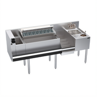 Krowne Zero-Step Underbar Beverage Workstation with 10-Circuit Cold Plate, Center Ice Bin, Dump Sink and Speedrail, 68