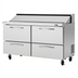 Thumbnail image #1 for Turbo Air PRO Series 60-Inch Two-Section Sandwich/Salad Prep Table with 4 Drawers, Rear-Mount Self-Contained Refrigeration, 16 Cu. Ft.