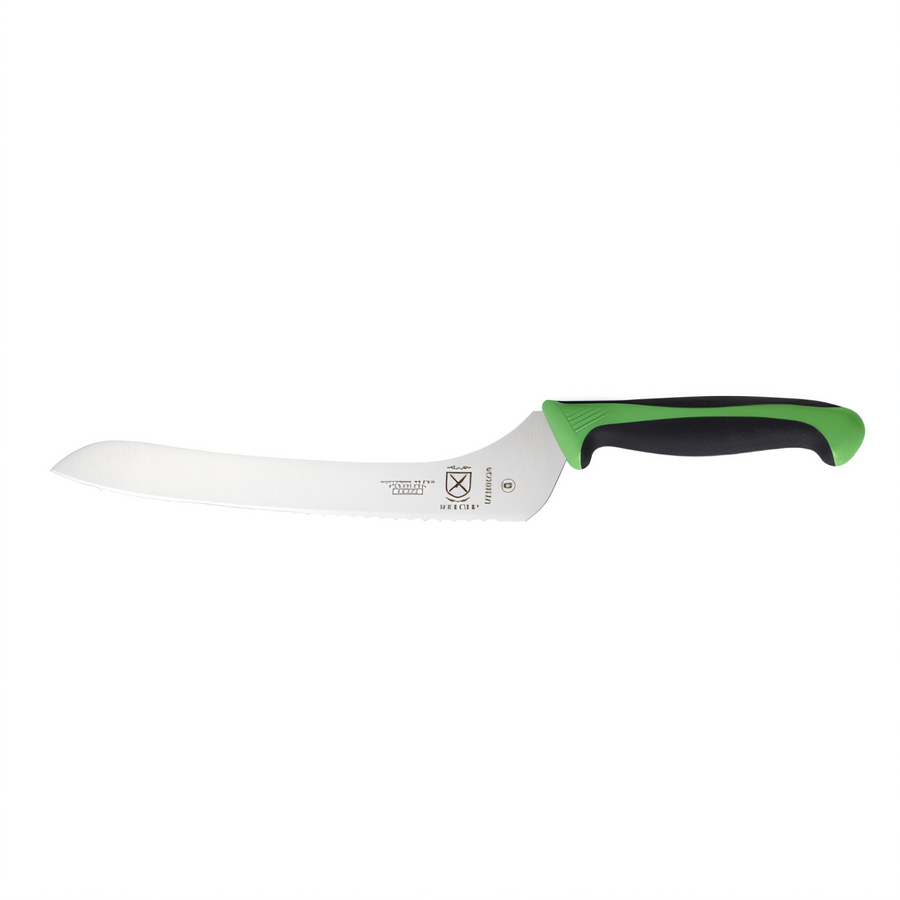 Product image #1 for Mercer Culinary Millennia Colors 9-Inch Offset Wavy-Edge Bread Knife with Green Handle