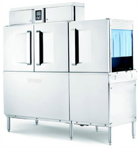 Hobart CL66-BAS+BUILDUP Convertible High/Low-Temp Single-Tank Rack Conveyor Dishwasher with Power Scrapper