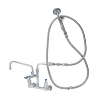 T&S Brass Wall Mount Pre-Rinse Mixing Faucet Assembly with 8