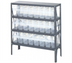 Thumbnail image #1 for Quantum Heavy Duty Stationary Wire Shelving Unit with 24 Clear Bins, 36 x 12 x 39 Inches
