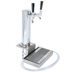 Thumbnail image #1 for Micro Matic USA DS532CL 2-Faucet Countertop Draft Beer Tower, Clamp-On, Air-Cooled, Chrome Finish, Stainless Steel Drip Tray