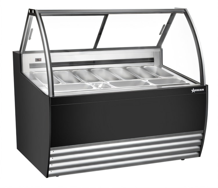 Product image #1 for Omcan Black Curved-Glass Gelato Display Showcase, 10 Pan Capacity, 55-Inch Wide
