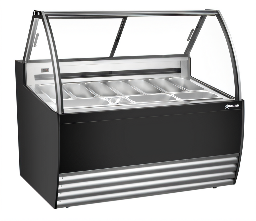 Product image #1 for Omcan Black Curved-Glass Gelato Display Showcase, 10 Pan Capacity, 55-Inch Wide
