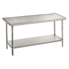 Thumbnail image #1 for Advance Tabco 132-Inch x 24-Inch 14-Gauge 304 Stainless Steel Flat Top Work Table with Non-Drip Edge and Adjustable Undershelf