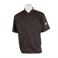 Mercer Culinary Genesis Unisex Short Sleeve Chef Jacket, Black, Medium