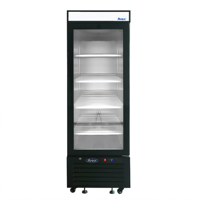 Product image #1 for Atosa 1-Section Black Glass Door Refrigerator Merchandiser, 8.3 Cu. Ft., Bottom-Mount Self-Contained