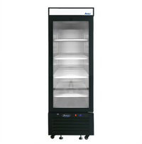 Atosa 1-Section Black Glass Door Refrigerator Merchandiser, 8.3 Cu. Ft., Bottom-Mount Self-Contained