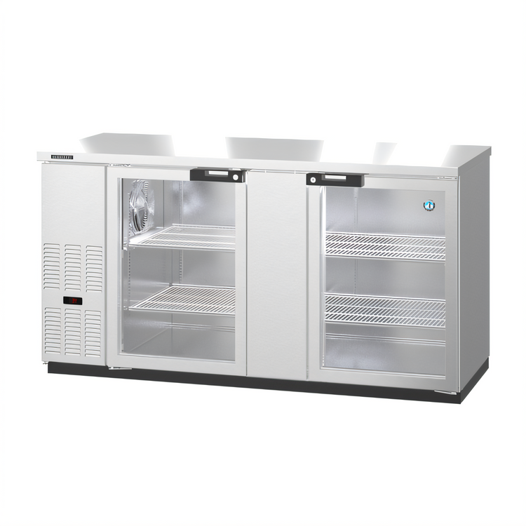 Product image #1 for Hoshizaki BB69-G-S 69.5-Inch Two-Section Stainless Steel Back Bar Cooler with Glass Swing Doors
