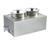 Uniworld Double Countertop Electric Food Warmer with Drain Valve, 2 x 8-Qt Inserts