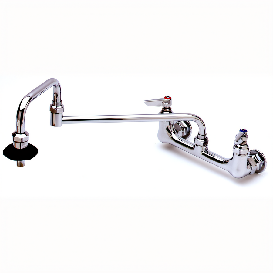 Product image #1 for T&S Brass Wall-Mount Pot & Kettle Filler Faucet with 18-Inch Double-Jointed Swing Nozzle, 8-Inch Centers