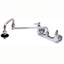 Thumbnail image #1 for T&S Brass Wall-Mount Pot & Kettle Filler Faucet with 18-Inch Double-Jointed Swing Nozzle, 8-Inch Centers