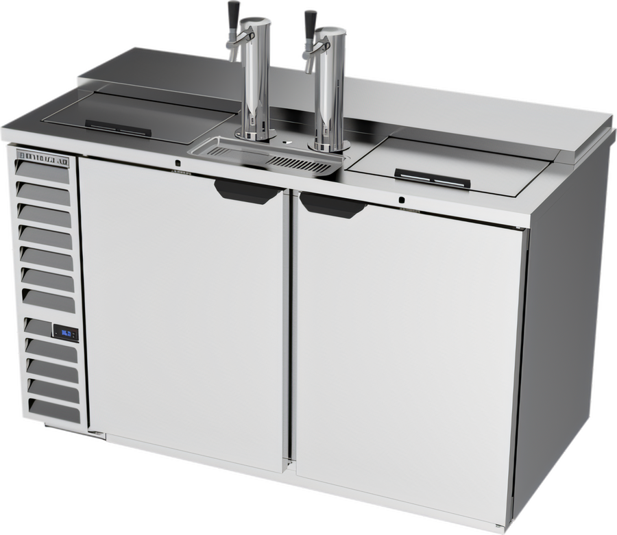 Product image #1 for Beverage-Air 58-Inch Stainless Steel Club Top Direct Draw Beer Dispenser with Dual Single-Faucet Towers, 3 Half-Keg Capacity