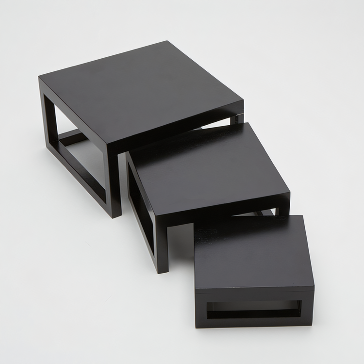 Product image #1 for American Metalcraft 3-Piece Square Wood Buffet Riser Set, Black