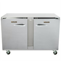 Dealer's Choice 48-Inch Two-Section Compact Undercounter Freezer with Solid Doors, Right/Right Hinged