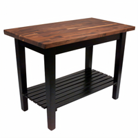 John Boos Blended American Black Walnut Wood Top Work Table with Painted Base and Slatted Undershelf, 48 x 25 Inches