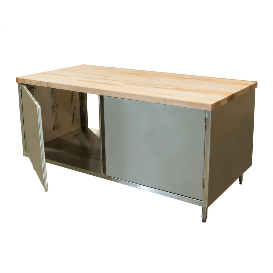 Product image #1 for BK Resources Dual-Access Chef Table with Hard Maple Top and Cabinet Base, 72W x 36D