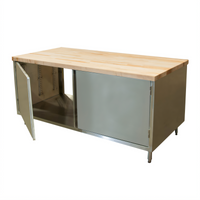 BK Resources Dual-Access Chef Table with Hard Maple Top and Cabinet Base, 72W x 36D