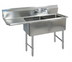 Thumbnail image #1 for BK Resources Two-Compartment Stainless Steel Sink with 18-Inch Left Drainboard and 16 x 20 x 14 Bowls