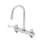 Thumbnail image #1 for T&S Brass equip 5F-8CWX05 8-Inch Deck-Mount Workboard Faucet with 5-1/2-Inch Swivel Gooseneck Spout, Ceramic Valves, Wrist Handles