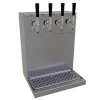 Wall-Mount Glycol-Cooled Draft Dispensing Tower with 4 Stainless Steel Faucets