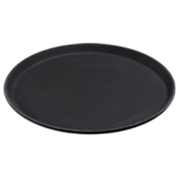 GripLite® 14-5/8 Inch Round Non-Slip Serving Tray, Black Polypropylene