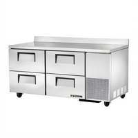 True 2-Section Deep Worktop Refrigerator with 4 Drawers, Stainless Steel