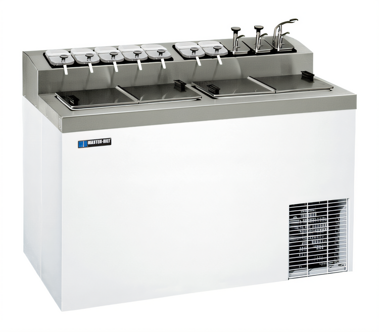 Product image #1 for Master-Bilt FLR-80 Flavorail Ice Cream Dipping Cabinet, Chest Style, 6 Display / 11 Storage 3-Gallon Can Capacity