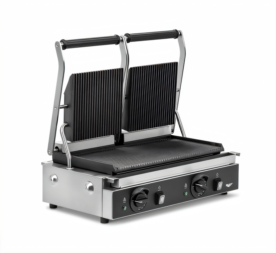 Product image #1 for Vollrath Commercial Countertop Panini Sandwich Grill with Dual Grooved Cast-Iron Plates, 208-240V