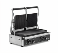 Vollrath Commercial Countertop Panini Sandwich Grill with Dual Grooved Cast-Iron Plates, 208-240V