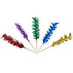 Thumbnail image #1 for Town Equipment 51802/CS 4-Inch Wooden Cocktail Picks with Curly Foil Frill Tops, Assorted Colors
