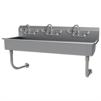 Advance Tabco 60-Inch Wall-Mounted 3-Station Multiwash Hand Sink with 3 Faucets