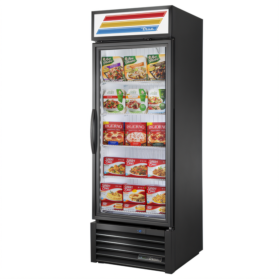 Product image #1 for True 1-Section Glass Door Freezer Merchandiser with Health Safety Timer, Triple-Pane Hinged Door