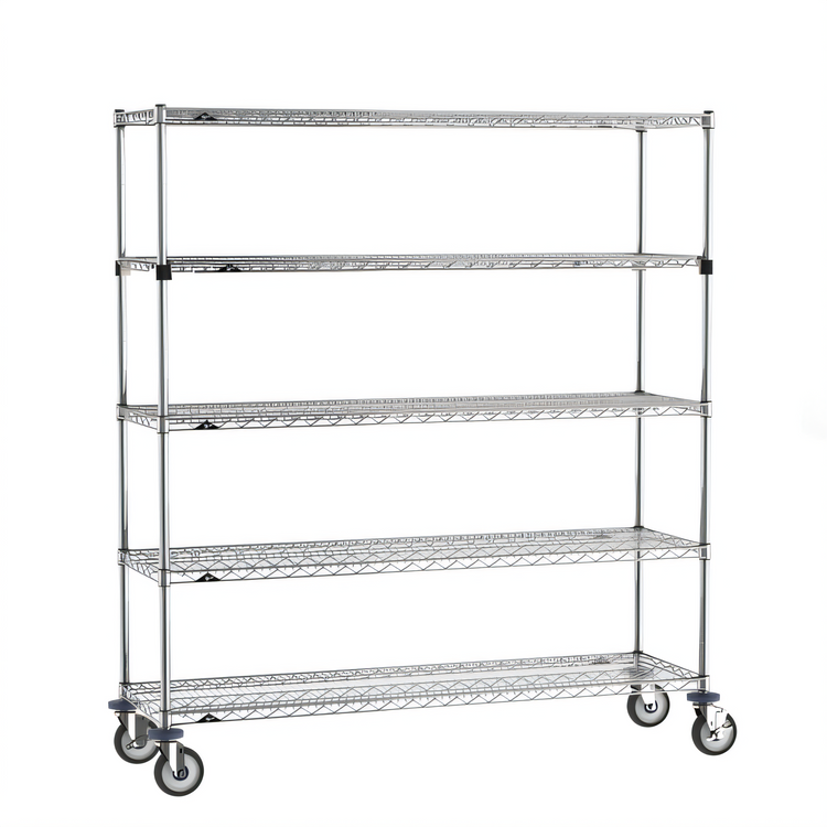 Product image #1 for Metro Super Erecta 5-Tier Stem Caster Wire Shelving Cart, 60W x 18D x 68H, Chrome Plated