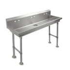 Thumbnail image #1 for John Boos PBMSHS-F2-10020-X 100-Inch Five-Station Freestanding Stainless Steel Hand Wash Sink, 5-Inch Deep Bowls, 7-Inch Backsplash