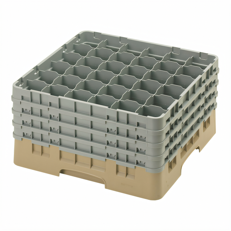 Product image #2 for Cambro Camrack 36-Compartment Full Size Low Profile Glass Rack with 4 Extenders, Beige
