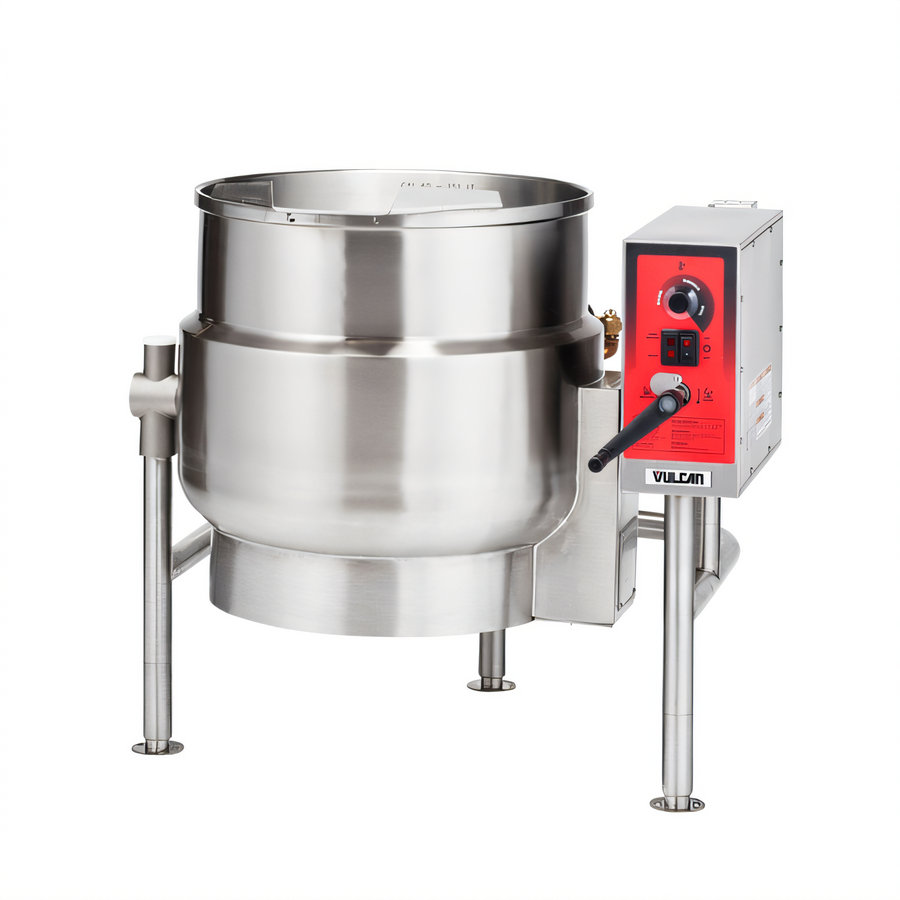 Product image #1 for Vulcan 40-Gallon Electric Tilting Steam Kettle, 2/3 Jacketed, Manual Tilt, Tri-Leg Base