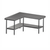 Thumbnail image #1 for John Boos L-Shaped Stainless Steel Corner Work Table with 1-1/2 Inch Rear Riser and Adjustable Undershelf