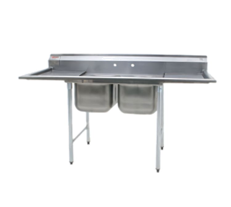 Product image #1 for Eagle Group Two-Compartment Stainless Steel Sink with Dual Drainboards, 72-1/4 Inch W