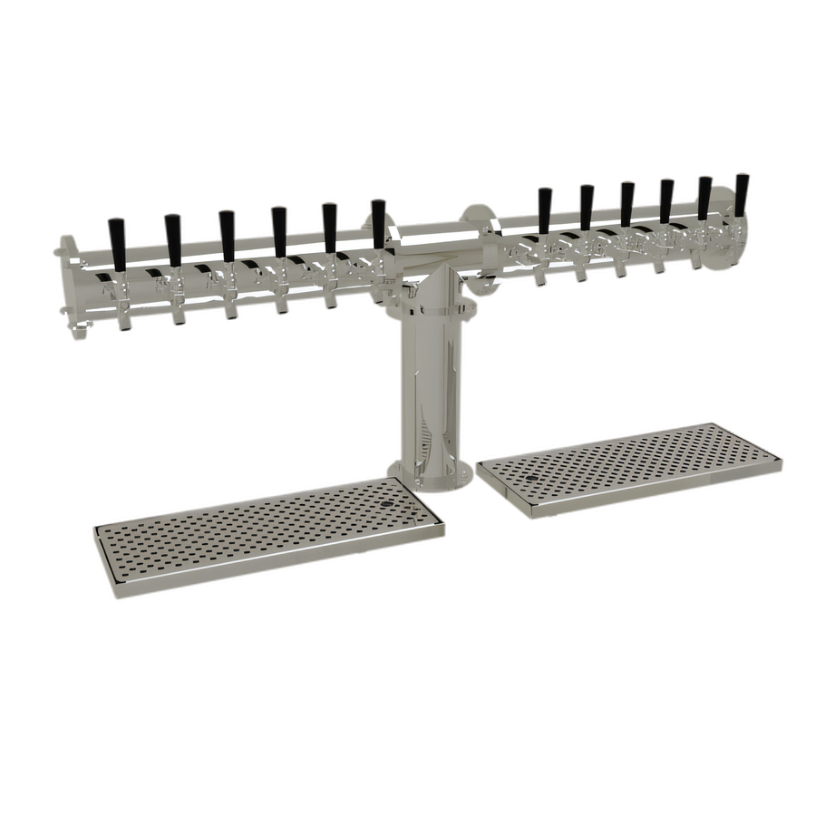 Product image #1 for Glastender PT-12-MFR 12-Faucet Pipe Tee Countertop Glycol-Cooled Draft Dispensing Tower, Mirror Finish