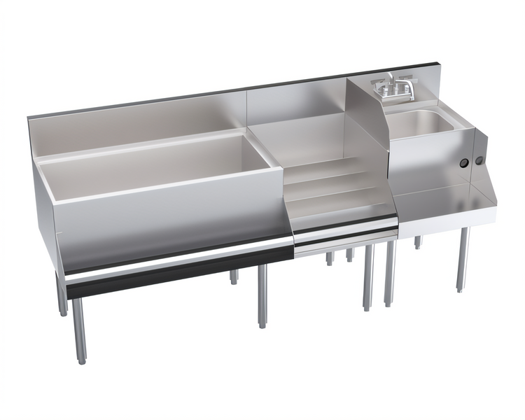 Product image #1 for Krowne Royal Series 72-Inch Underbar Ice Bin/Cocktail Station with 10-Circuit Cold Plate, Blender Station, and Raised Liquor Display