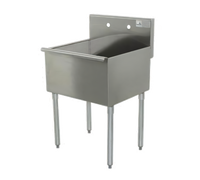 Advance Tabco Square Corner 1-Compartment Scullery Sink with 24 x 24 x 13 Inch Bowl and 6 Inch Backsplash